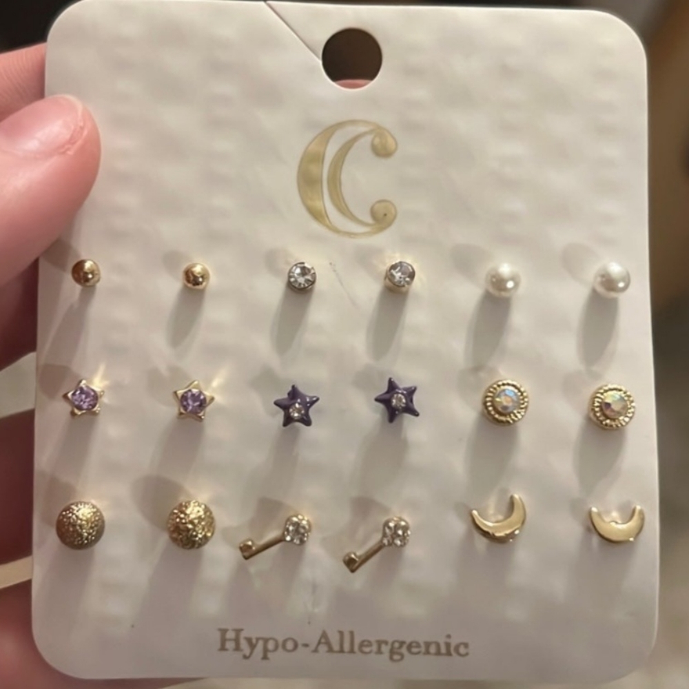 FINAL CLEARANCE PRICECharming Charlie 9 Pair Stud Earrings  Hypo-Allergenic NEW